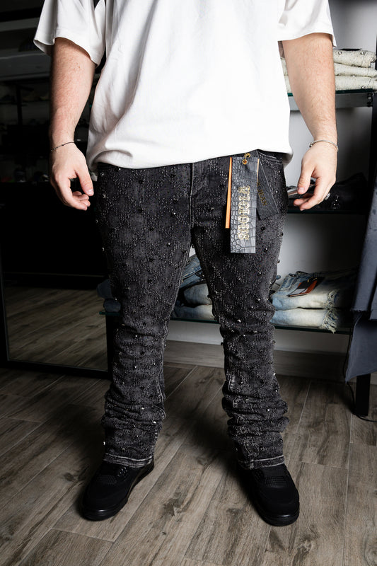 VICIOUS Black Rhinestone Flare