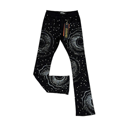 VICIOUS Black Embellished Rhinestone Stack Denim