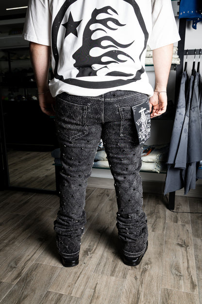 VICIOUS Black Rhinestone Flare