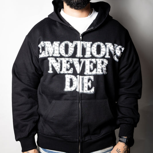 Mixed Emotion Black End Rhinestone Hoodie