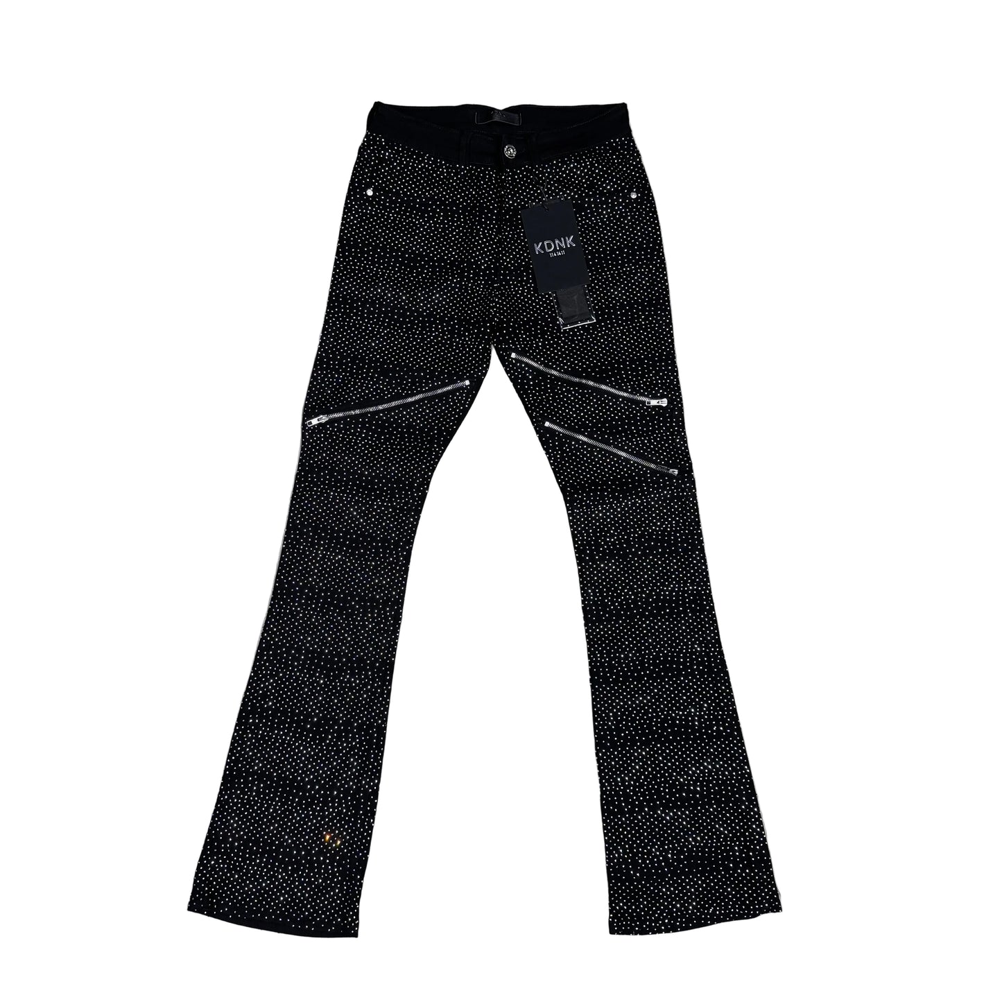 KDNK Rhinestone Zipper Pants [black]