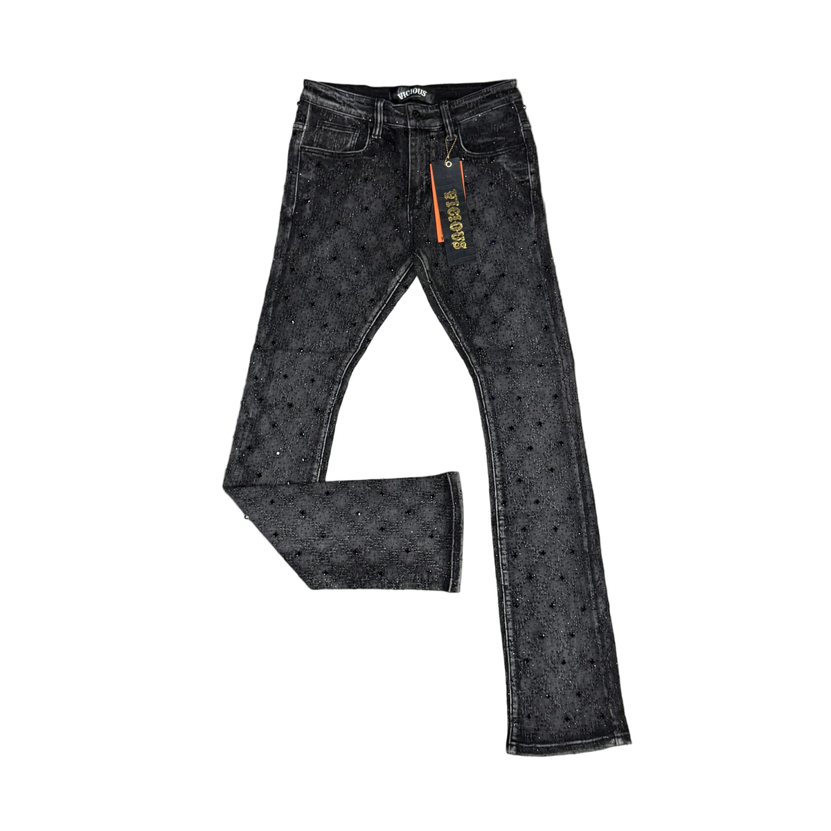 VICIOUS Black Rhinestone Flare