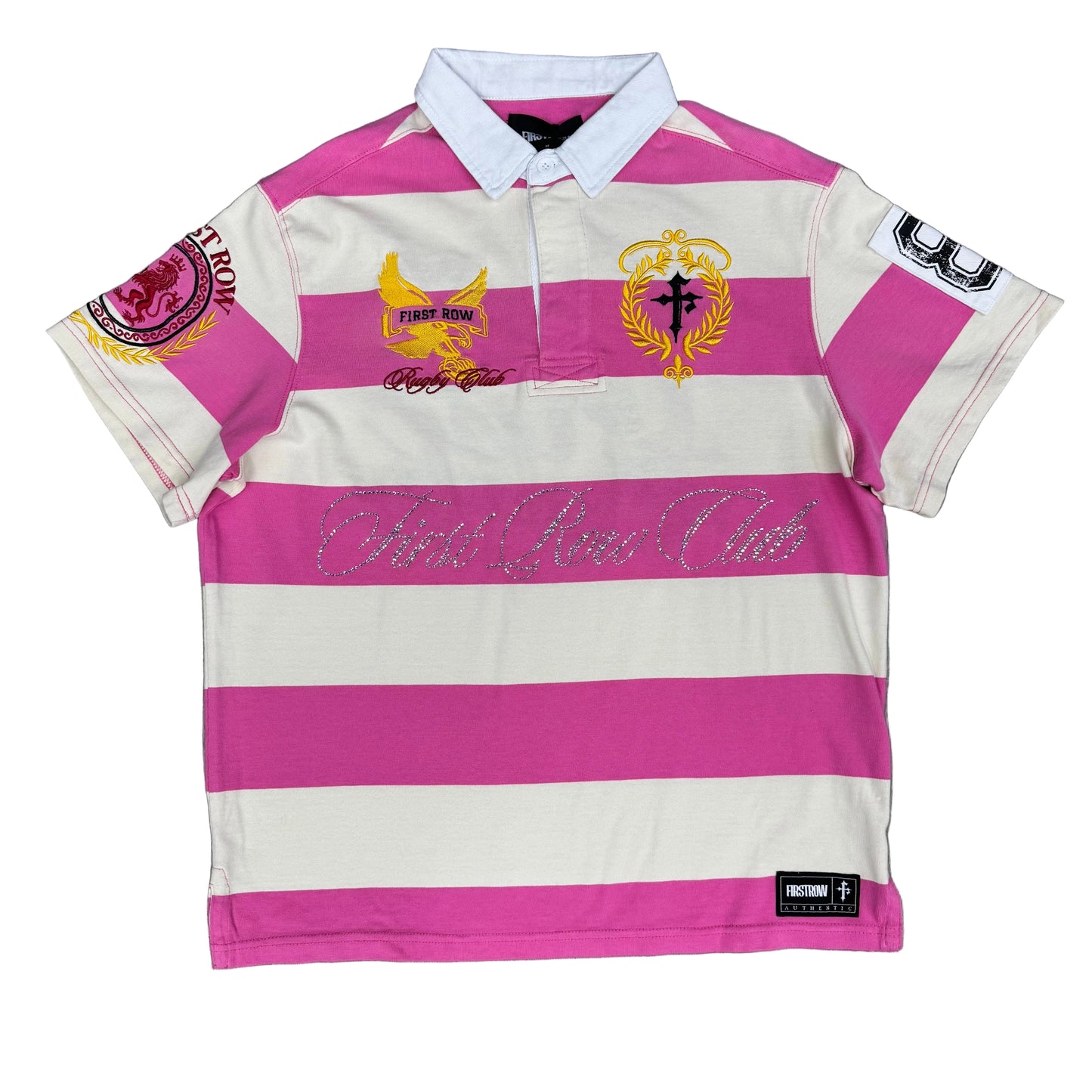 First Row ( Pink / White Polo )