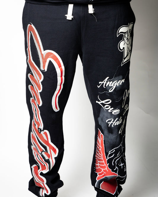 Mixed Emotion Sweaterpants Black “ Love, Joy, Hate ”