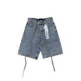Purple Rhinestones Shorts Jeans [blue]