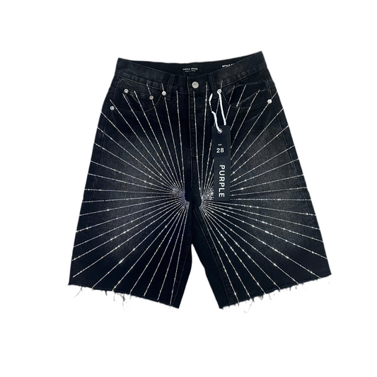 Purple Rhinestones Shorts Jean [black 3]