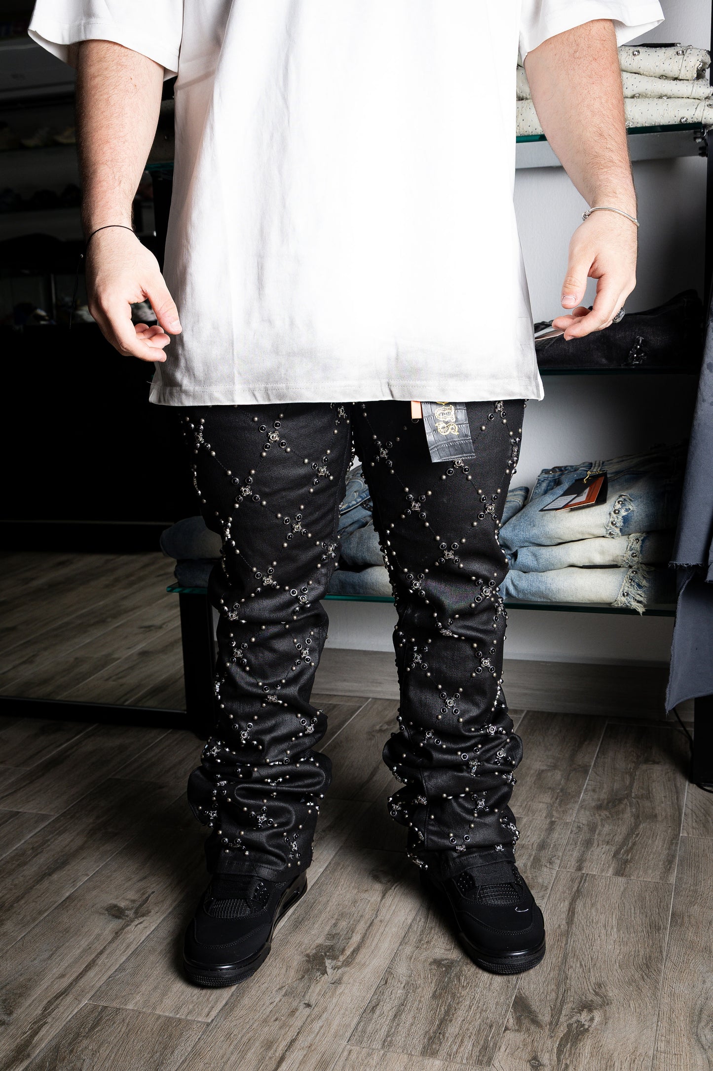 VICIOUS Coated Black Stitching Stone Flare