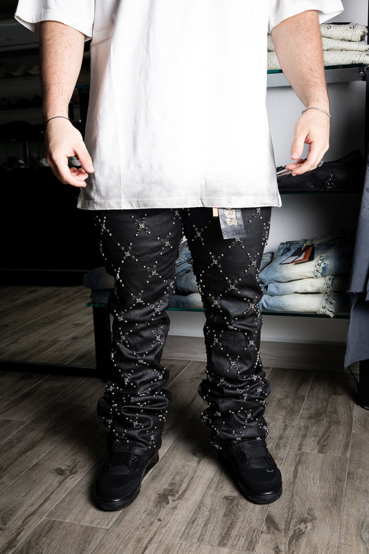 VICIOUS Coated Black Stitching Stone Flare