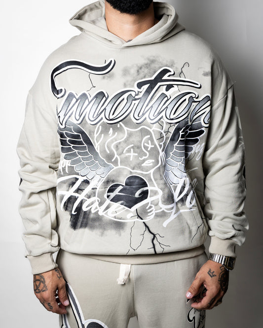Mixed Emotion Hoodie Grey “ Hate or Love ”