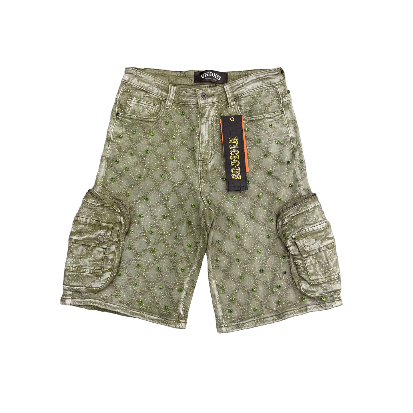 VICIOUS Rhinestone Short (Olive)
