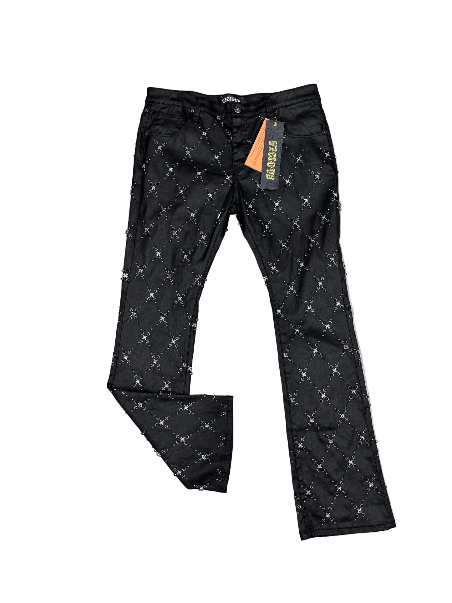 VICIOUS Coated Black Stitching Stone Flare