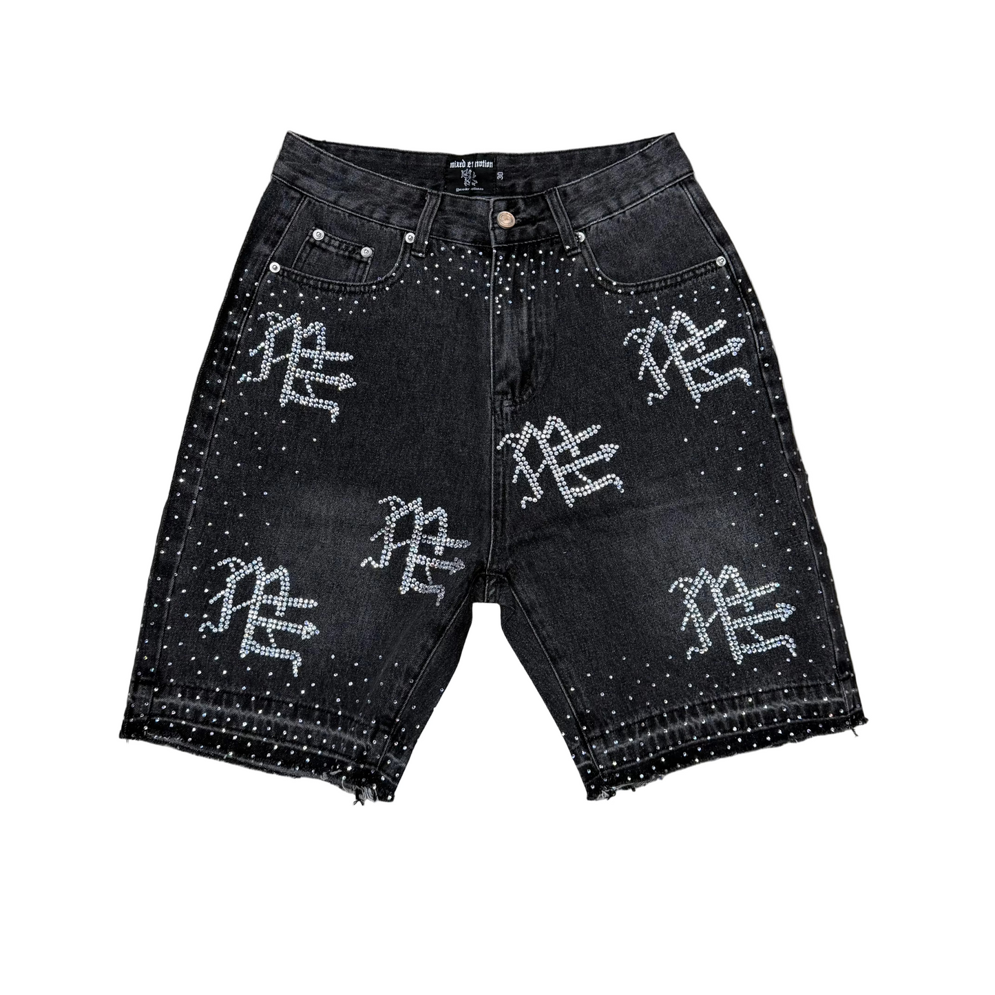 Mixed Emotion Black ME Rhinestones Denim
