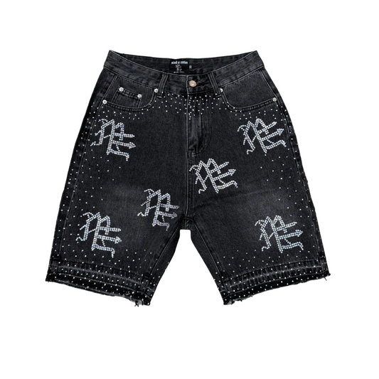Mixed Emotion Black ME Rhinestones Denim