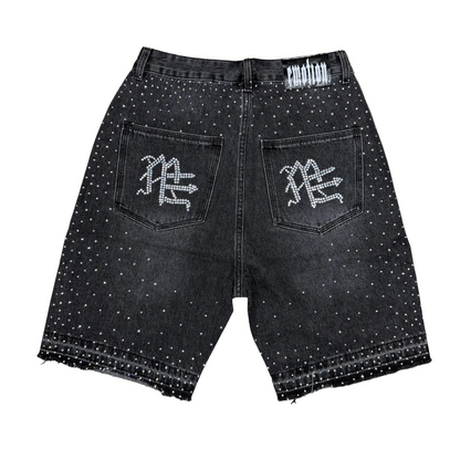 Mixed Emotion Black ME Rhinestones Denim