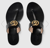 GG Thong Black Leather
